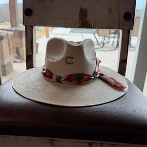 Women’s Charlie Horse  Cream Hat with Colorful Band